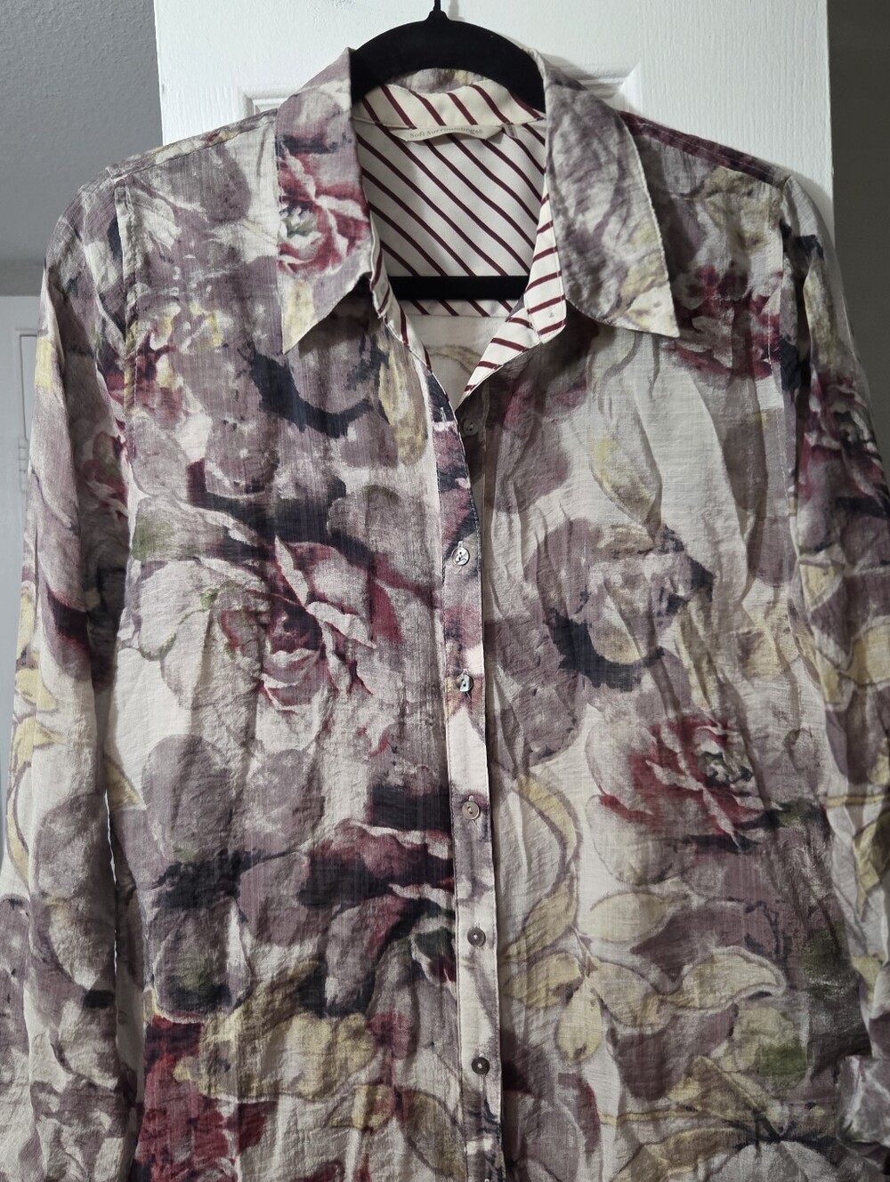 Women's Floral Button-Up Shirt Tunic in Multi-Color
